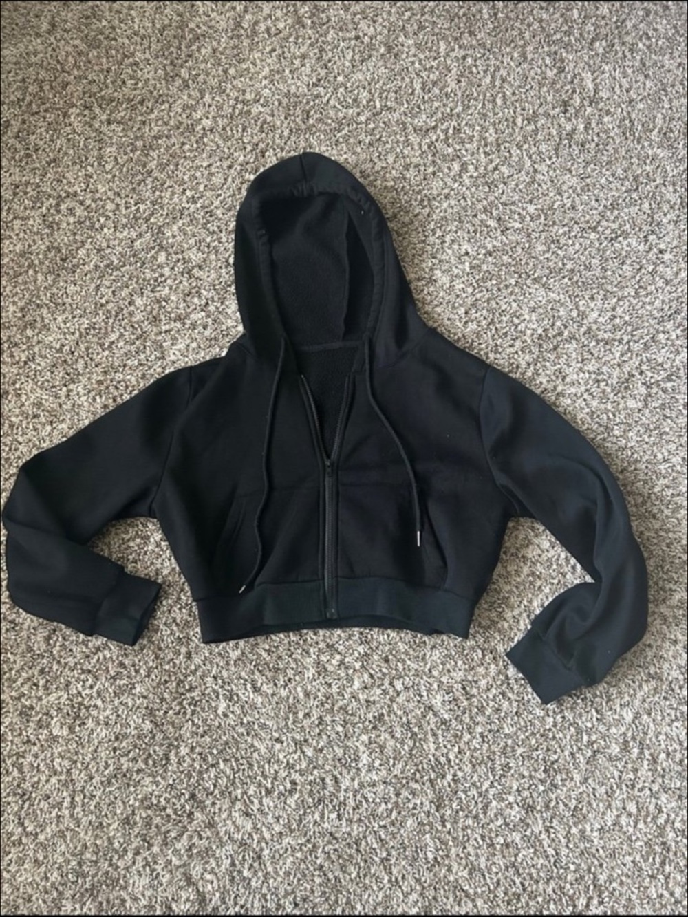 SHEIN Black Cropped Hoodie Jacket